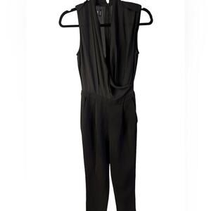 Mango Black Sleeveless Sheer Wrap Jumpsuit XS